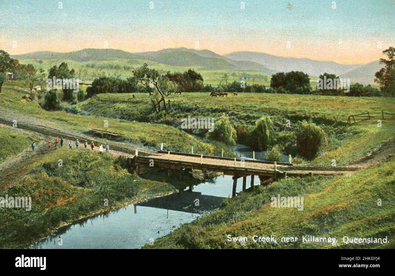 Swan Creek, cerca de Killarney, Australia - alrededor de 1910 Foto de stock