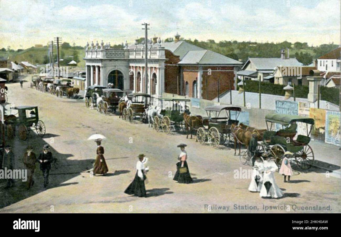 Estación de ferrocarril, Ipswich, Australia - alrededor de 1910 Foto de stock