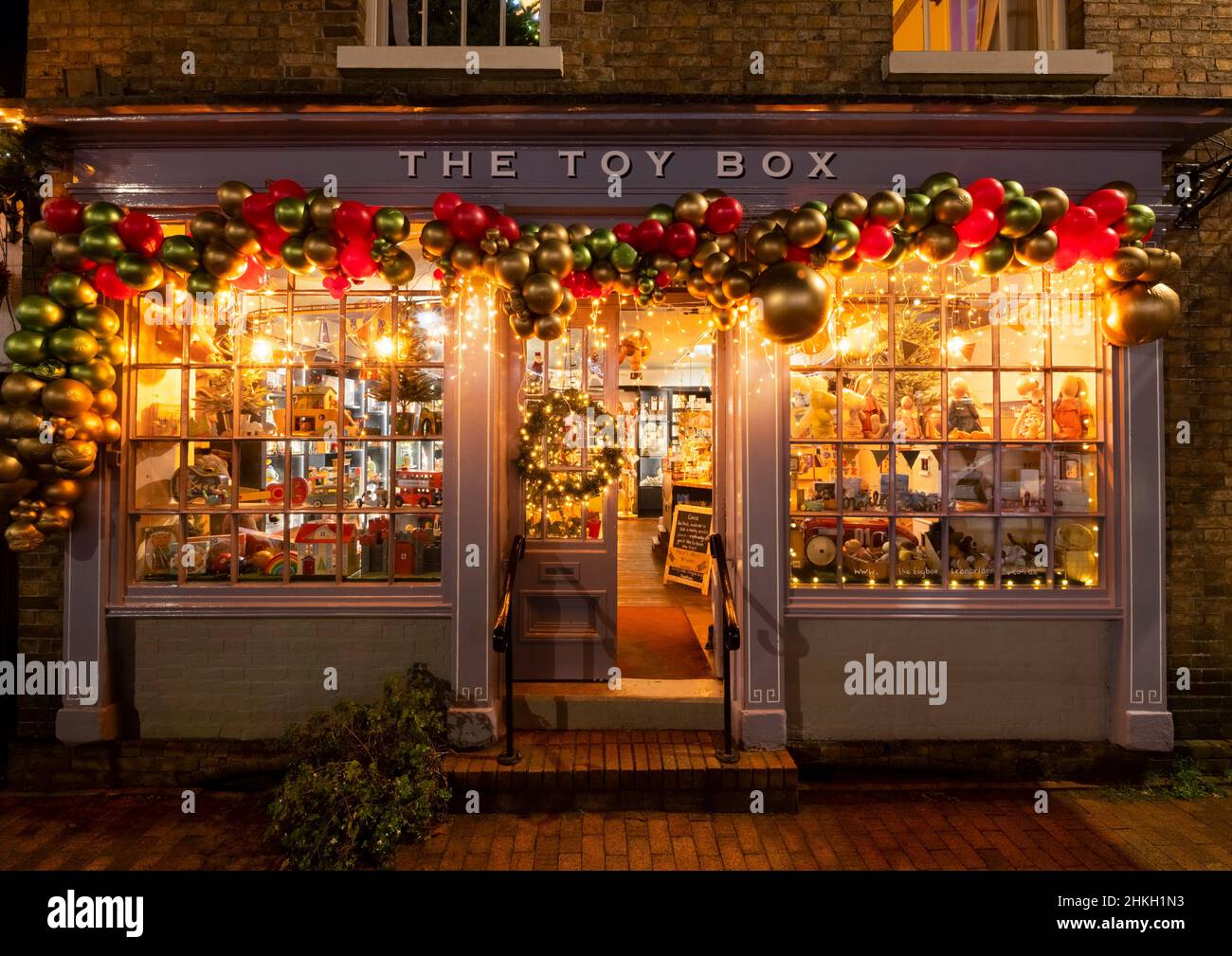 La tienda Toy Box en Navidad en Ironbridge, Shropshire. Foto de stock