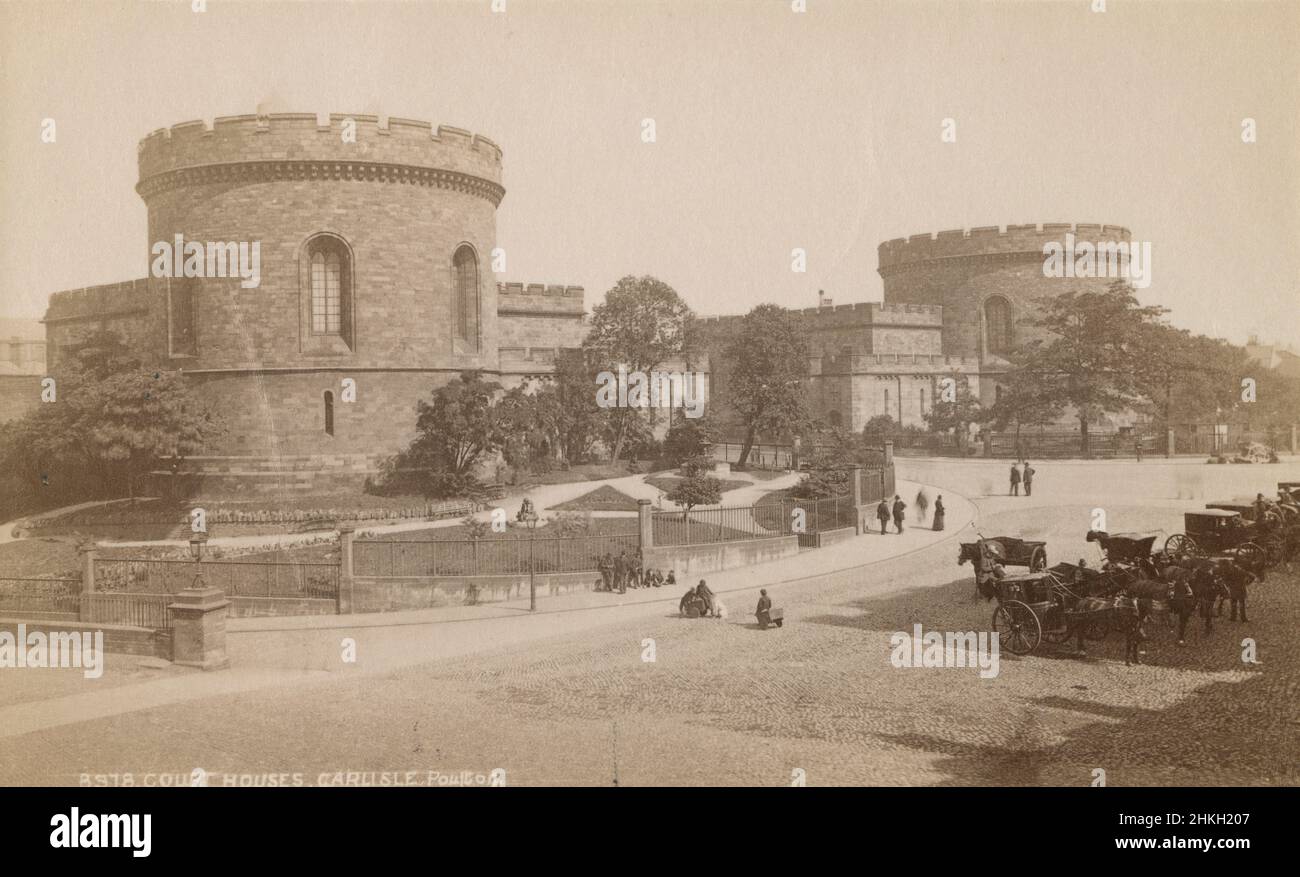 Fotografía antigua de alrededor de 1890 de los juzgados en Court Square Brow en Carlisle, Inglaterra. FUENTE: FOTOGRAFÍA ORIGINAL EN ALBUMEN Foto de stock