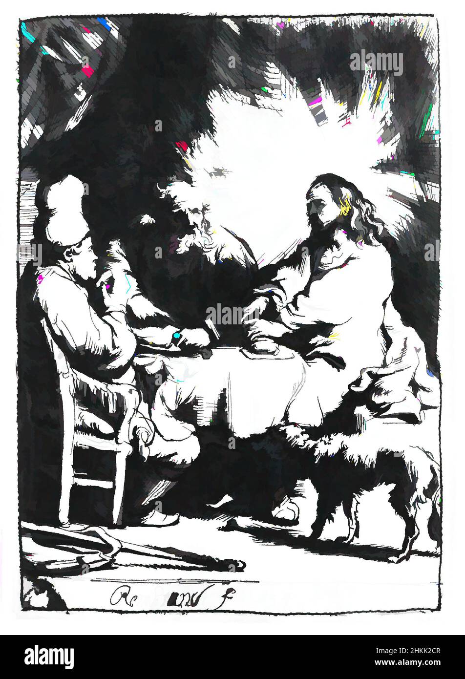 Arte inspirado por Cristo en Emaús: La placa más pequeña, Rembrandt Harmensz. Van Rijn, holandés, 1606-1669, grabado y punto seco sobre papel, Países Bajos, 1634, Placa: 4 1/8 x 3 in., 10,5 x 7,6 cm, Obras clásicas modernizadas por Artótop con un toque de modernidad. Formas, color y valor, atractivo impacto visual en el arte Emociones a través de la libertad de las obras de arte de una manera contemporánea. Un mensaje atemporal que busca una nueva dirección totalmente creativa. Artistas que se están volviendo al medio digital y creando el Artotop NFT Foto de stock