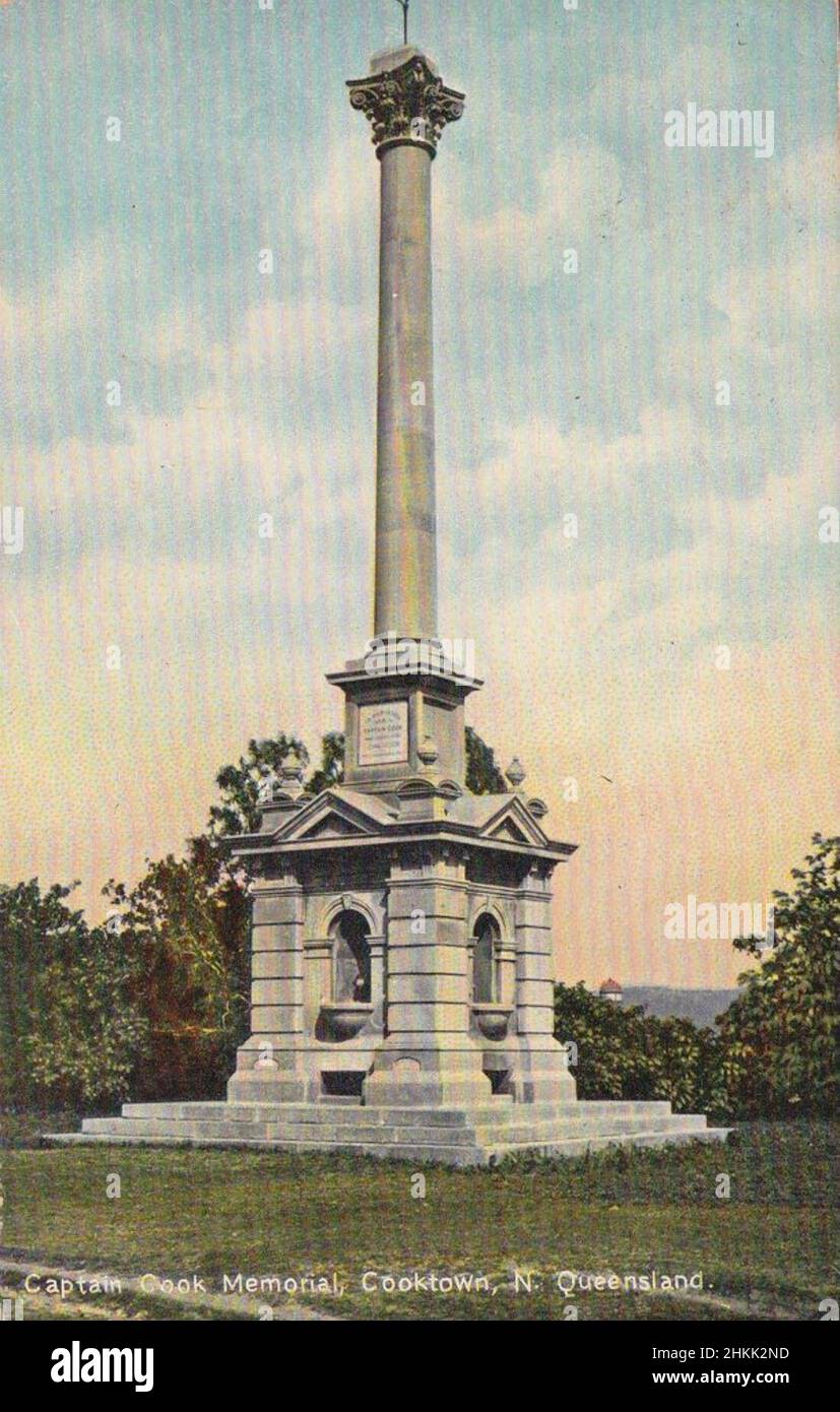 Captain Cook Memorial, Cooktown, North Queensland, Australia - alrededor de 1910 Foto de stock