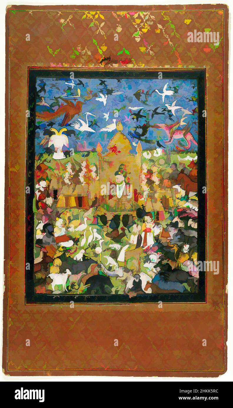 Arte inspirado por el rey Salomón y su corte, indio, Opaque acuarela y oro  sobre papel, Hyderabad, Deccan, India, 1875-1900, hoja: 19 11/16 x 11 7/8  pulg., 50,0 x 30,2 cm, 19th,