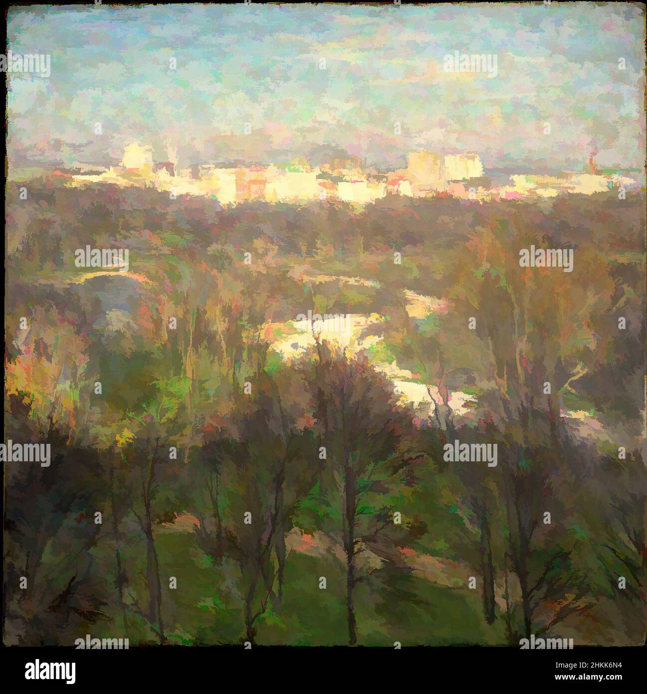Arte inspirado en la tarde de primavera temprano - Central Park, Willard  Leroy Metcalf, americano, 1858-1925, óleo sobre lienzo, 1911, 35 15/16 x 35  15/16 pulg., 91,3 x 91,3 cm, artista americano,