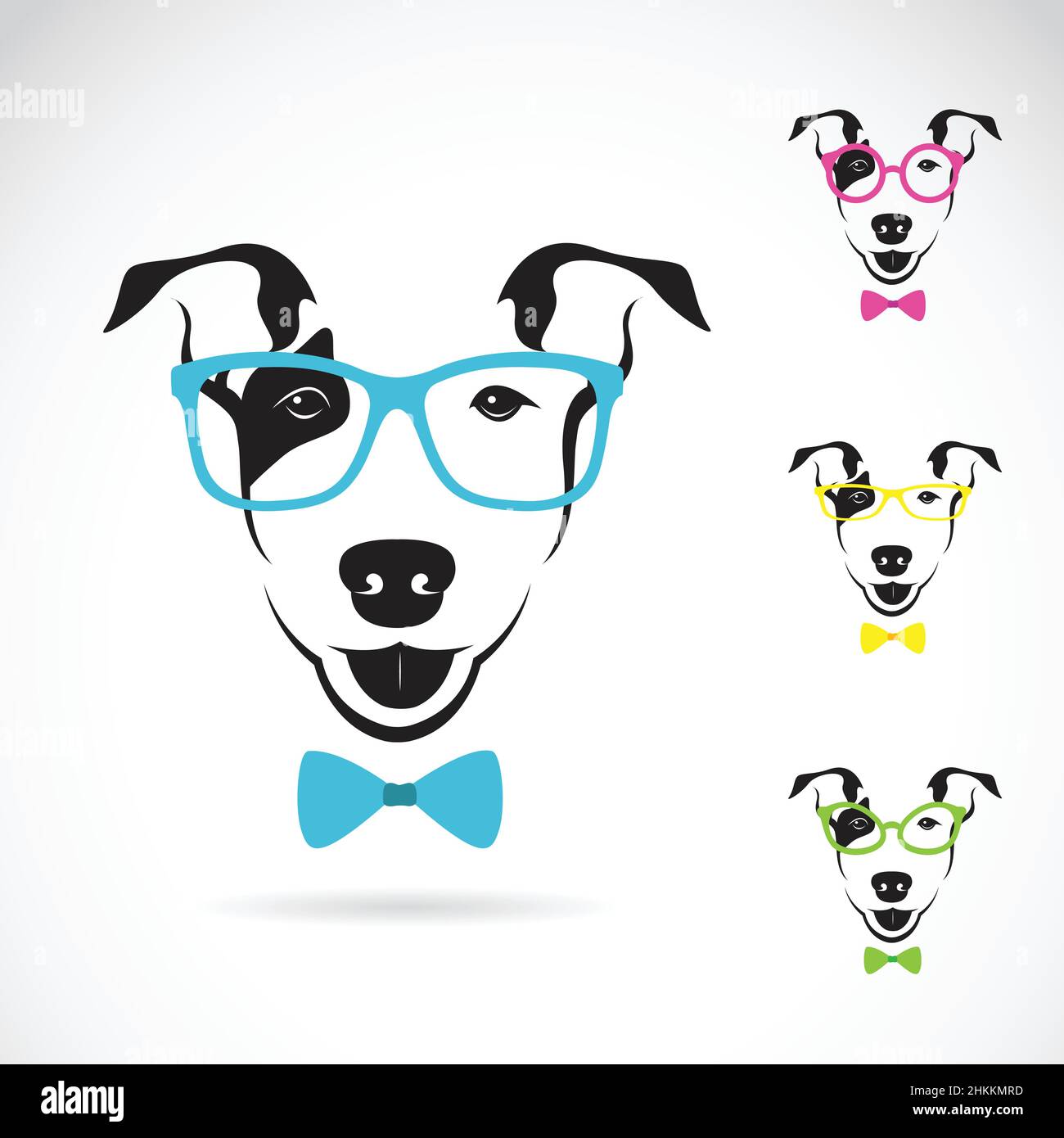 Imagen vectorial de un perro (toro terrier) gafas sobre fondo blanco. Moda. Ilustración de vector en capas fácil de editar. Ilustración del Vector