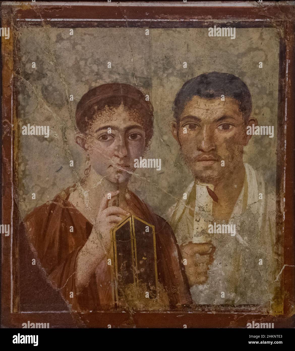 Mosaico encontrado en la antigua ciudad de Pompeya Foto de stock