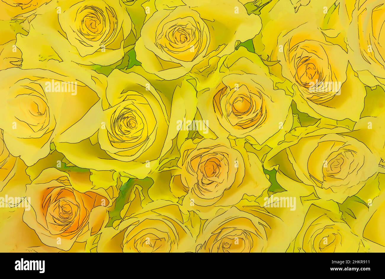fondo de rosas amarillas como arte de dibujos animados Fotografía de stock  - Alamy