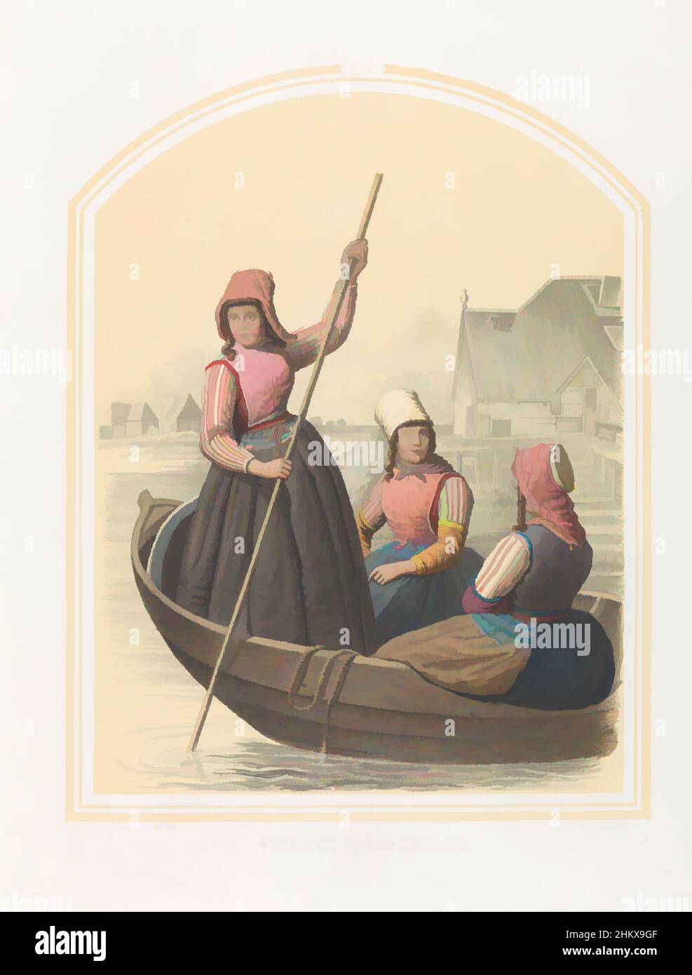 Arte inspirado por el vestuario de la isla de Marken en Holanda del Norte,  1857, Provincia de Holanda del Norte. Casas, LIV, Traje de la isla de  Marken en la provincia de