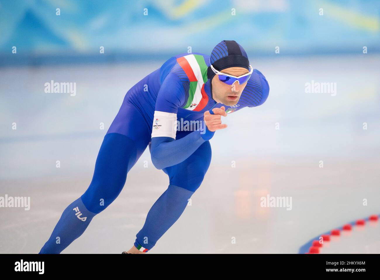 Andrea Giovannini (ITA) 6 de febrero de 2022 Patinaje de velocidad, 5000m  hombres durante los Juegos Olímpicos de Invierno de Beijing 2022 en el Oval  Nacional de Patinaje de Velocidad, Beijing, China.