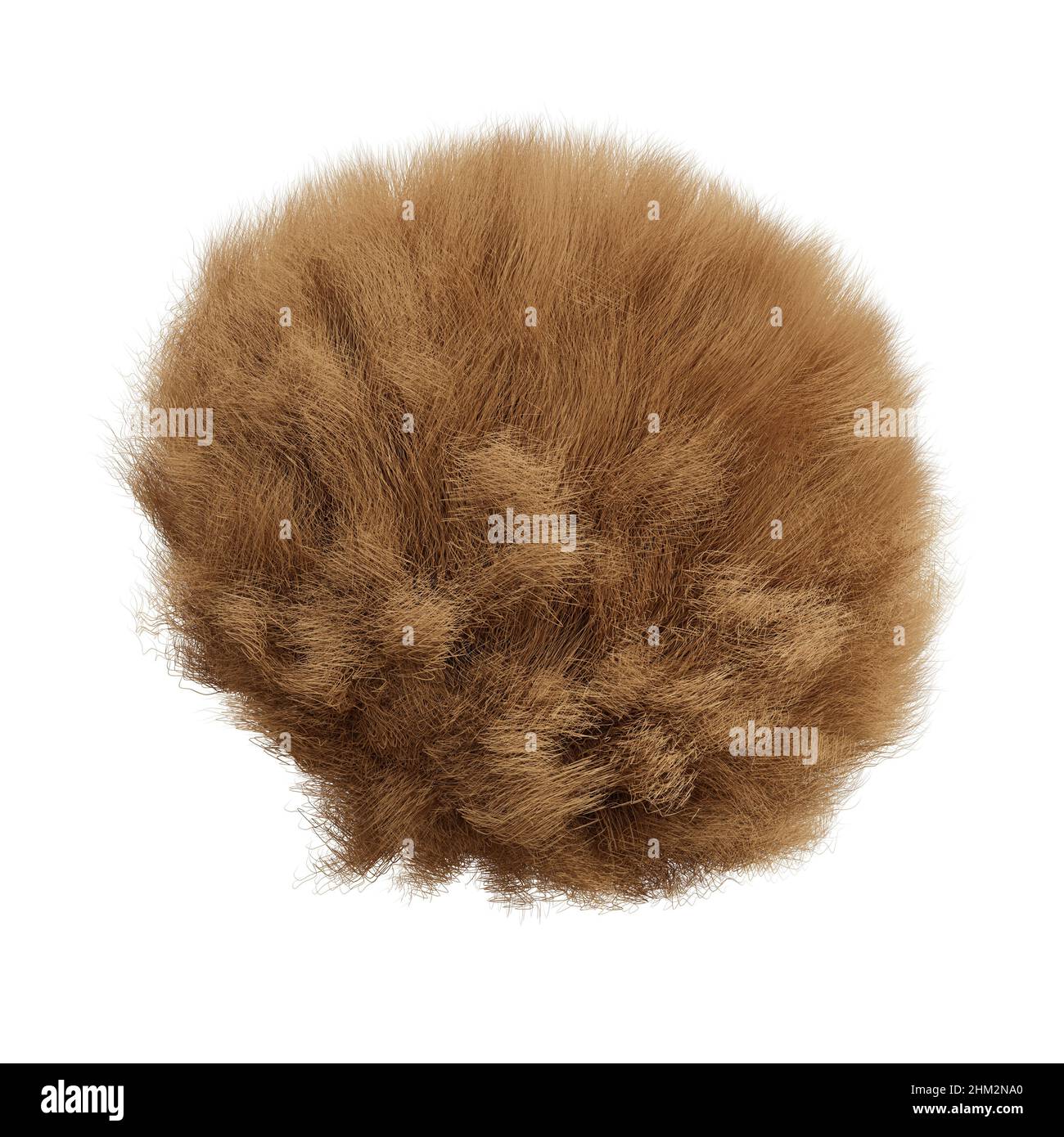 pelotas peludas, esfera marrón peludo aislada sobre fondo blanco Foto de stock