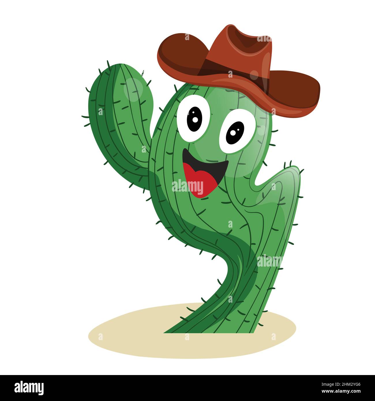 Cactus suculento alto con espinas en elemento aislado de sombrero Cowboy.  Ilustración de dibujo vectorial para icono, juego, embalaje, banner. Oeste  salvaje, oeste Imagen Vector de stock - Alamy