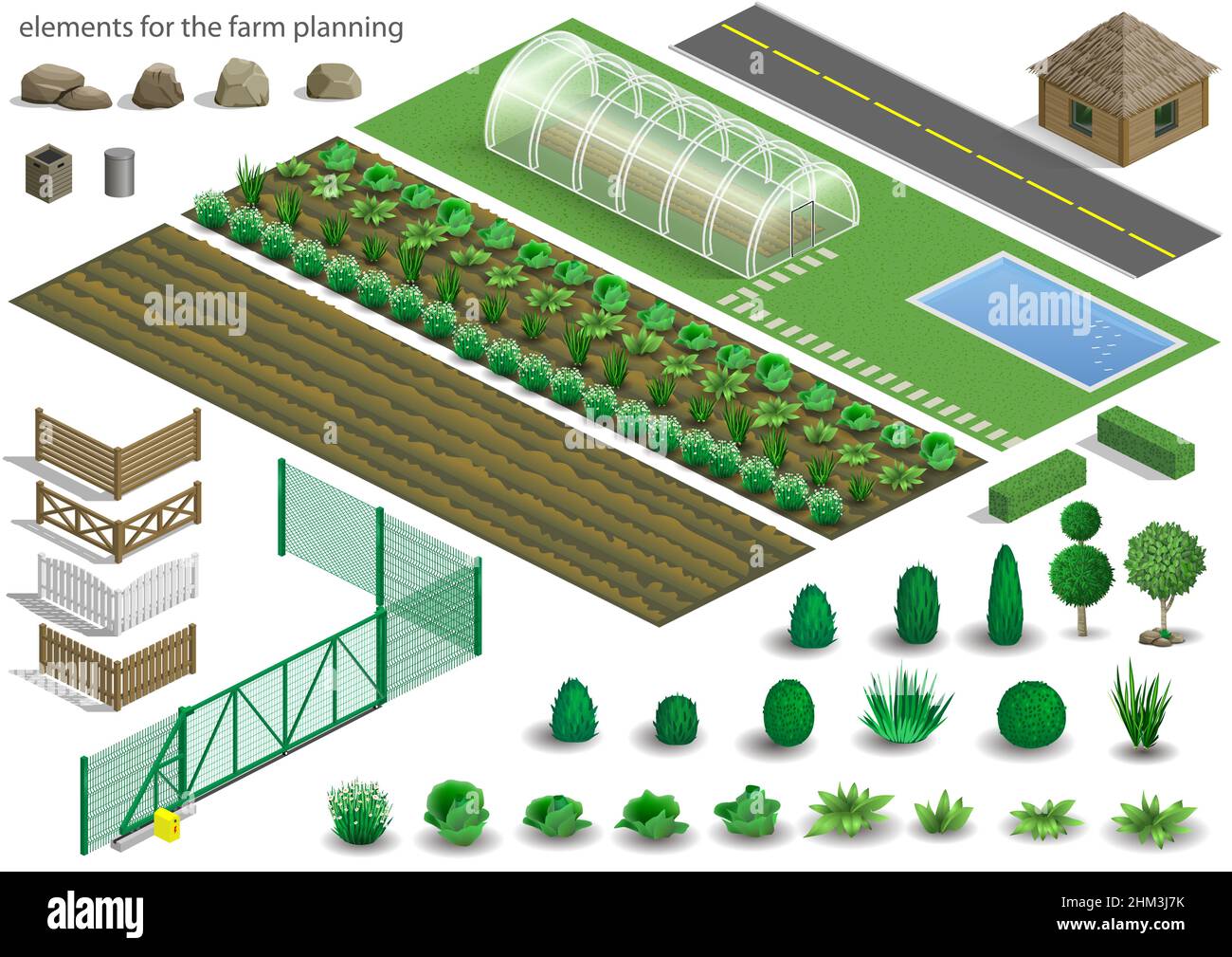 Conjunto de elementos de planificación agrícola Ilustración del Vector