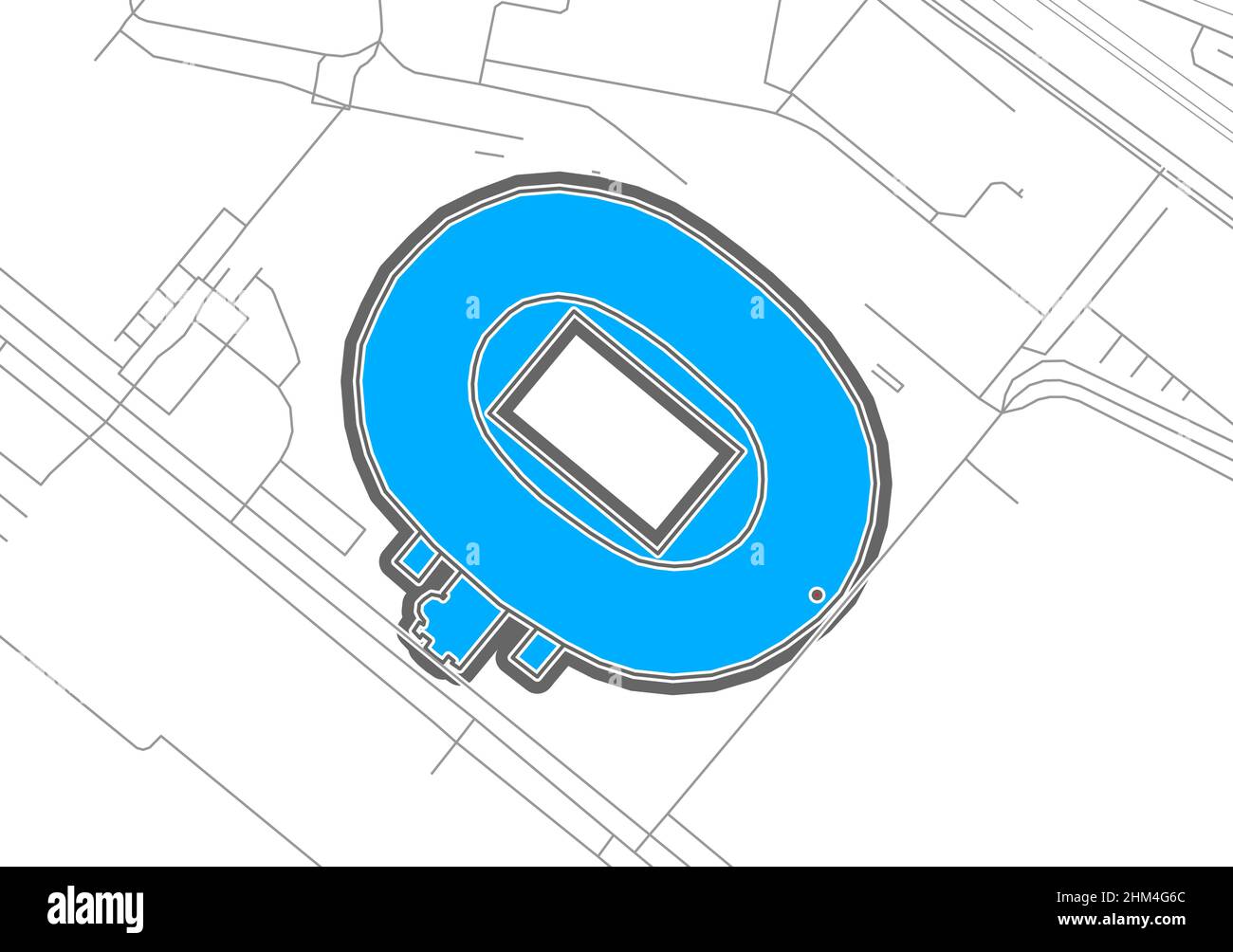 Stuttgart, estadio de fútbol, mapa vectorial de contorno. El mapa del estadio de la bundesliga se trazó con zonas blancas y líneas para las carreteras principales y laterales. Ilustración del Vector