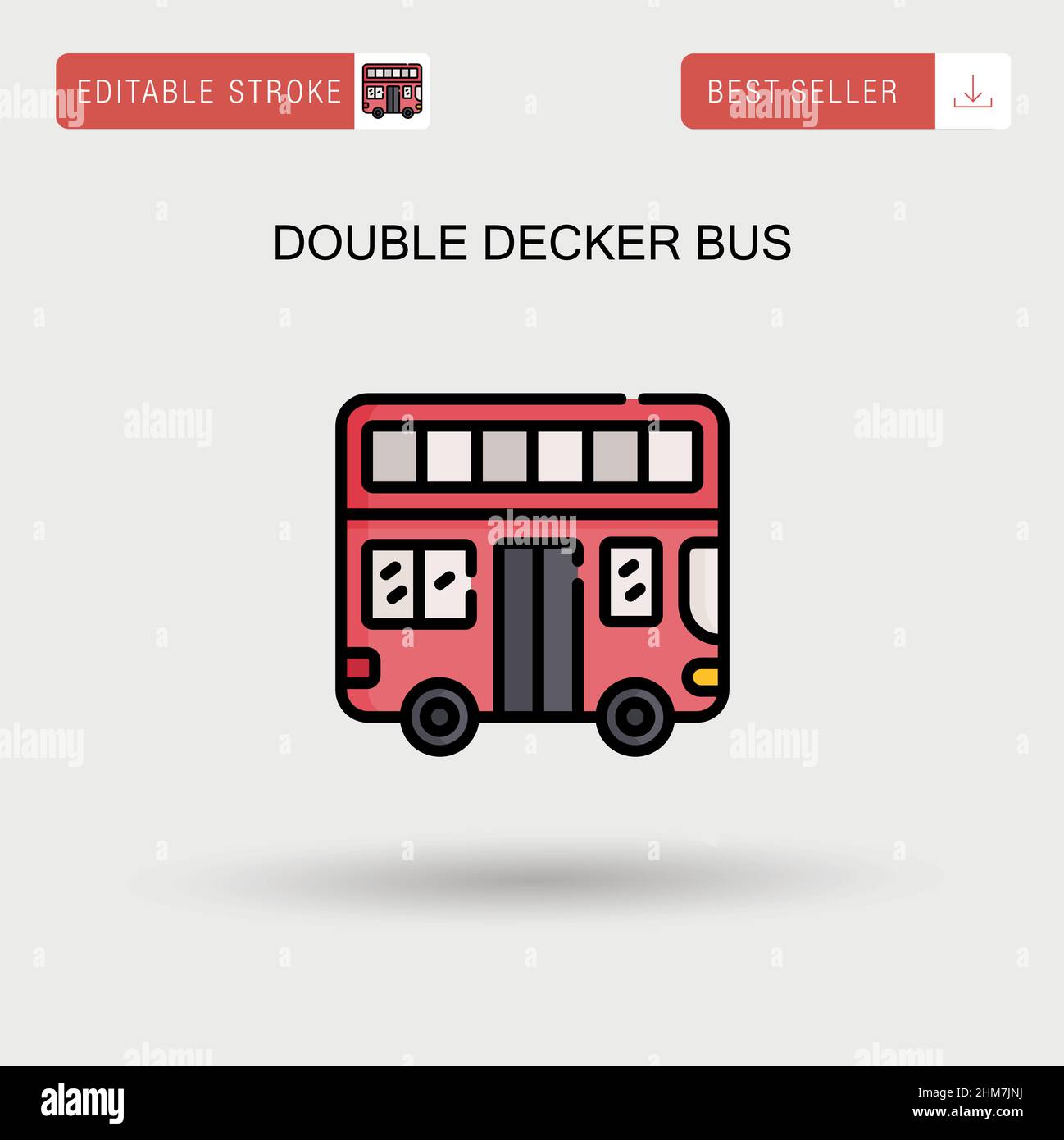 Icono de vector simple de bus de dos pisos. Ilustración del Vector