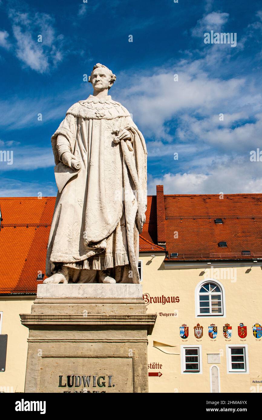 Alemania, Kelheim, estatua de Ludwig I, Rey de Baviera, Foto de stock