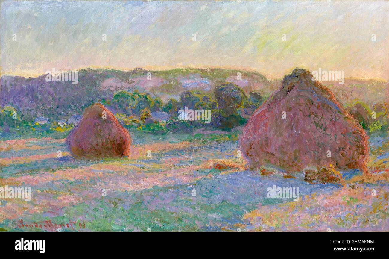 Pilas de trigo (finales de verano) de Claude Monet (1840-1926), óleo sobre lienzo, 1890/91 Foto de stock