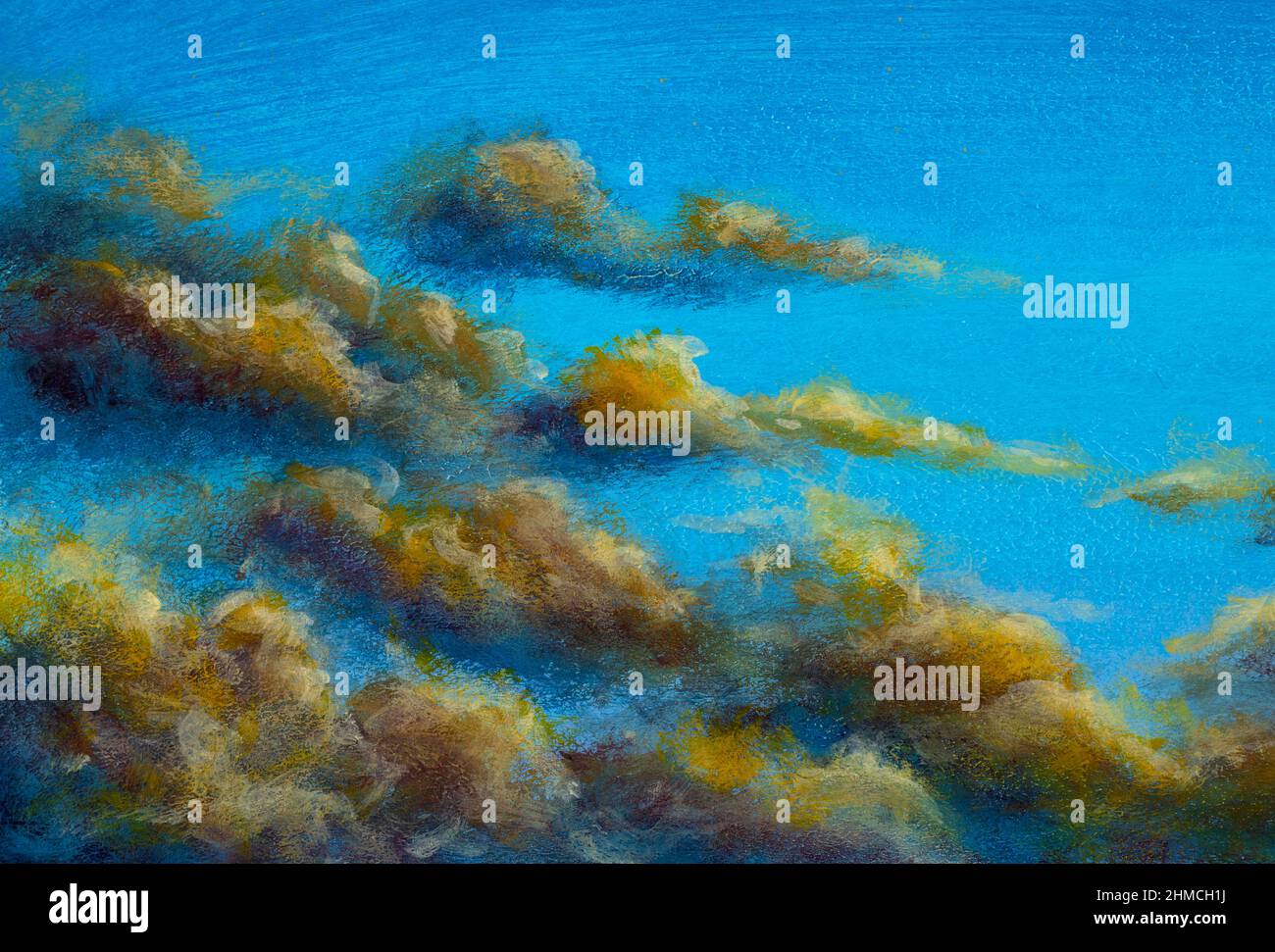 Pintura al óleo sobre lienzo hermosas nubes cálidas en el cielo de verano -  fragmento de pintura Fotografía de stock - Alamy