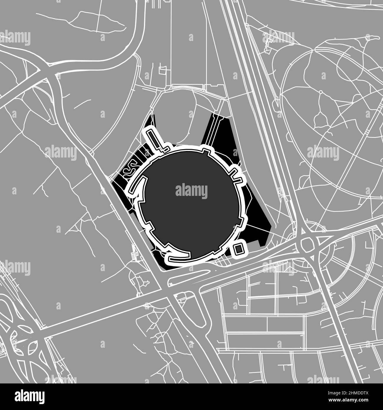 Varsovia, Estadio MLB de Béisbol, mapa vectorial del contorno. El mapa del estadio de béisbol fue dibujado con áreas blancas y líneas para las carreteras principales y laterales. Ilustración del Vector