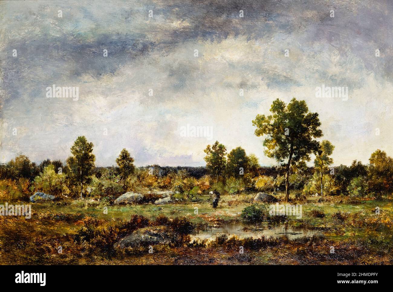 Claro en el bosque, pintura de paisaje por Narcisse Virgilio Díaz, alrededor de 1870 Foto de stock