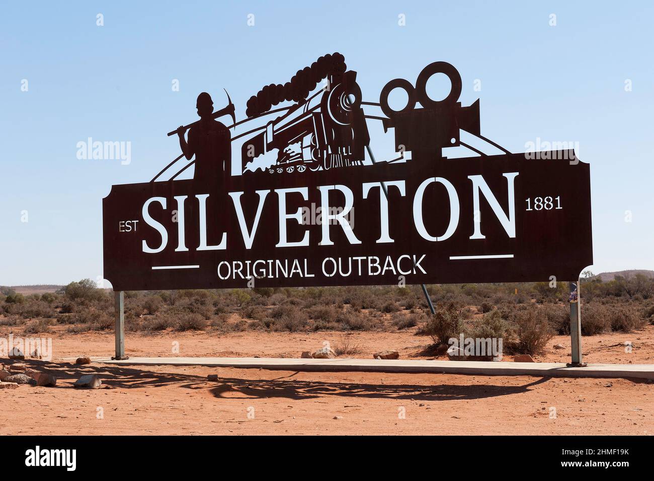 La histórica ciudad de Silverton está en el extremo oeste de Nueva Gales del Sur, cerca de Broken Hill y fue establecido después del descubrimiento de la plata en la zona. Foto de stock