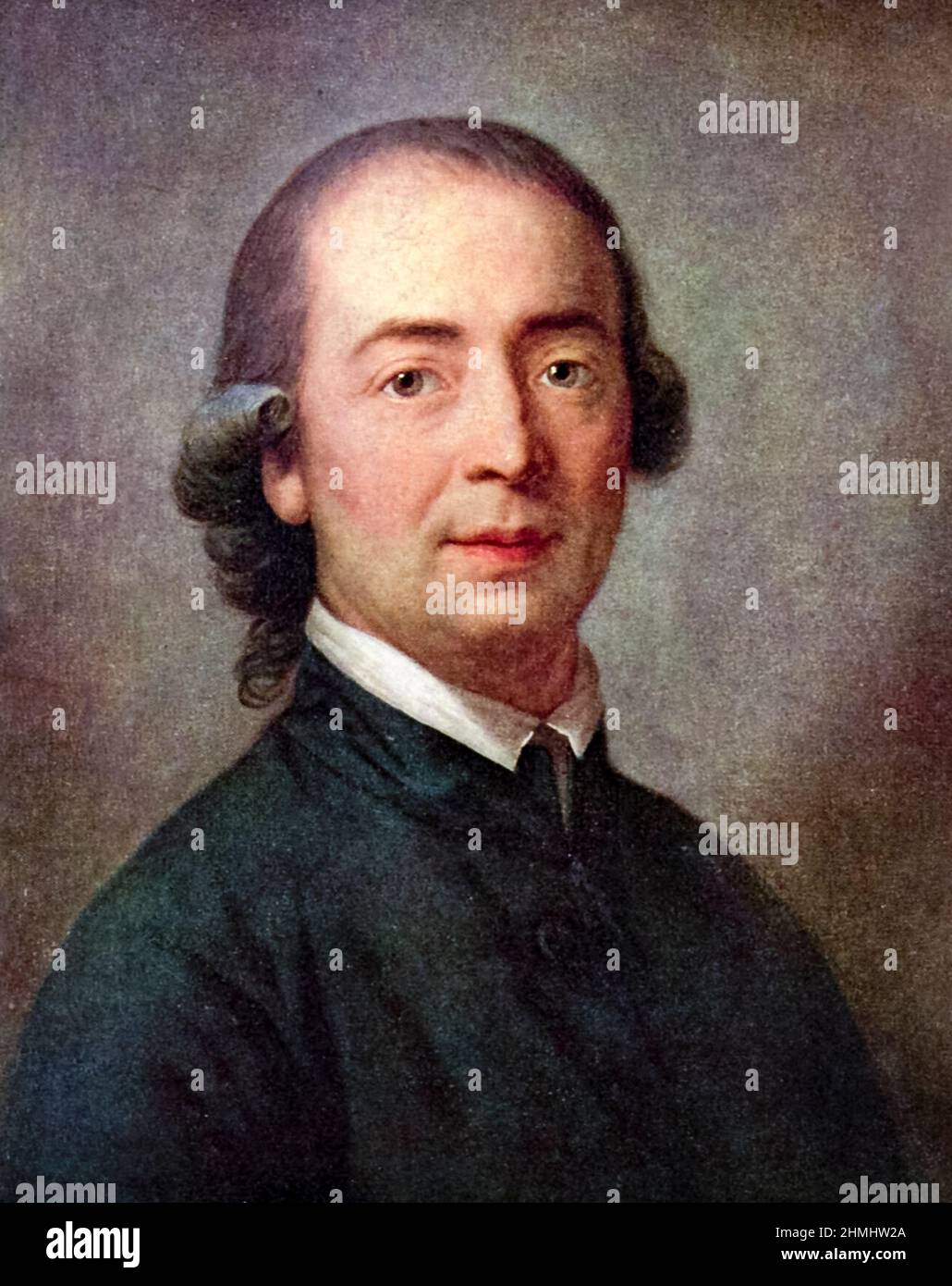 Johann Gottfried Herder (1744-1803) filósofo, teólogo, poeta y crítico literario alemán asociado con la Ilustración, Sturm und Drang, y el clasicismo de Weimar. Retrato de Anton Graff (1736-1813) pintado en 1785. Foto de stock