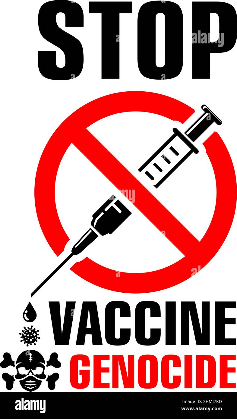 Protesta contra la vacuna y rechazo obligatorio de la inmunización. Cartel vectorial Ilustración del Vector
