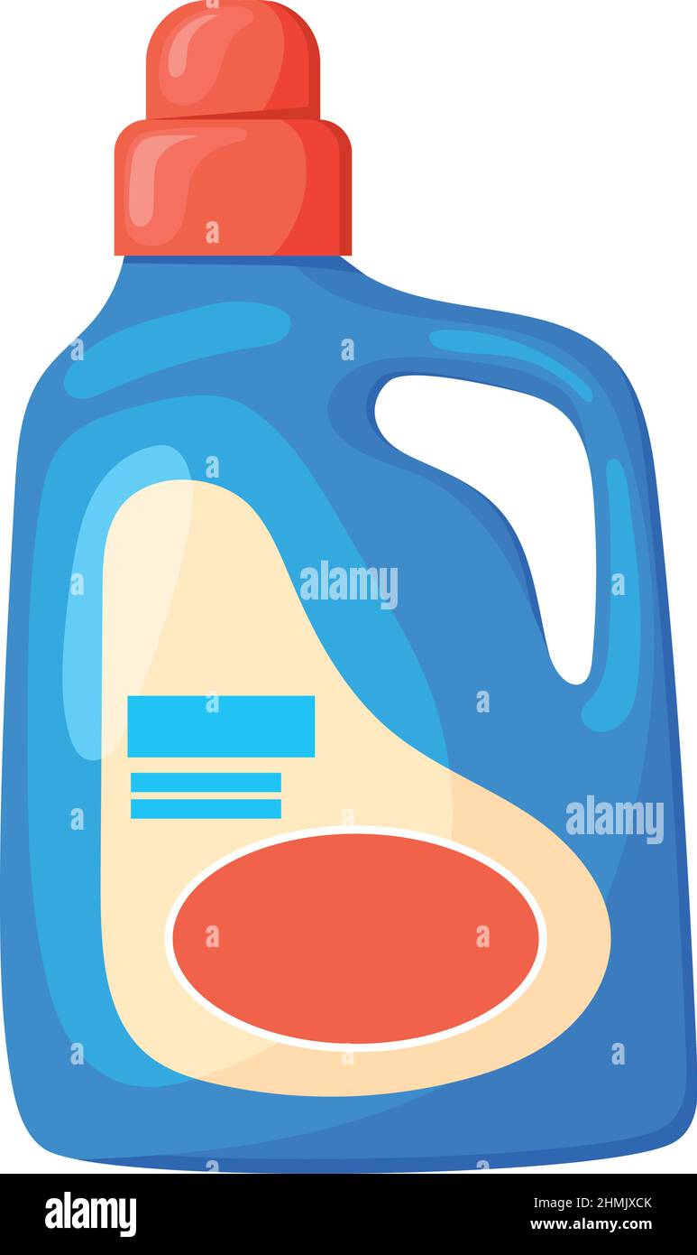 Botella de detergente de dibujos animados. Contenedor de plástico azul  aislado sobre fondo blanco Imagen Vector de stock - Alamy
