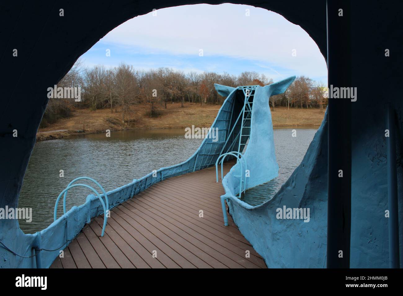 La Ballena Azul de Catoosa en Catoosa, Oklahoma, a lo largo de la histórica Ruta 66. Popular atracción al borde de la carretera en Oklahoma. Foto de stock