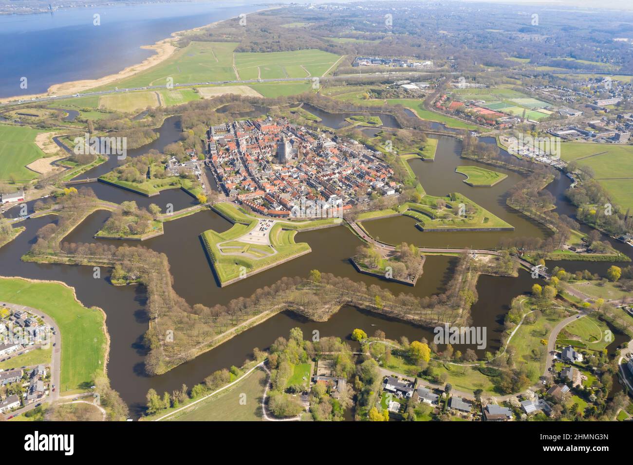 Naarden ciudad fortificada con forma de estrella, Holanda Foto de stock