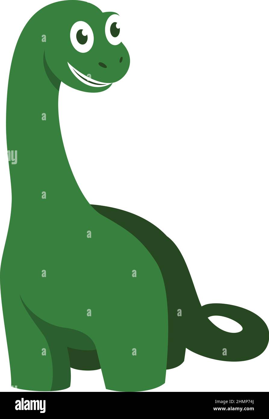 Diseño de personaje de dibujos animados de dinosaurios de cuello largo  pequeño Imagen Vector de stock - Alamy