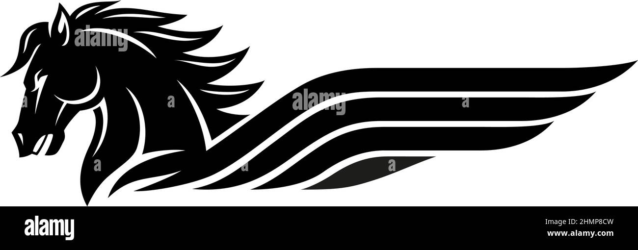 Símbolo del caballo alado negro Ilustración del Vector