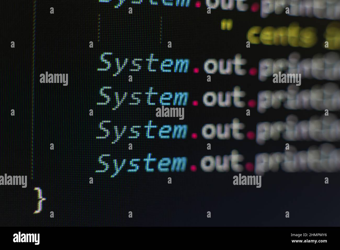 Código de programación en una pantalla. Foto de stock