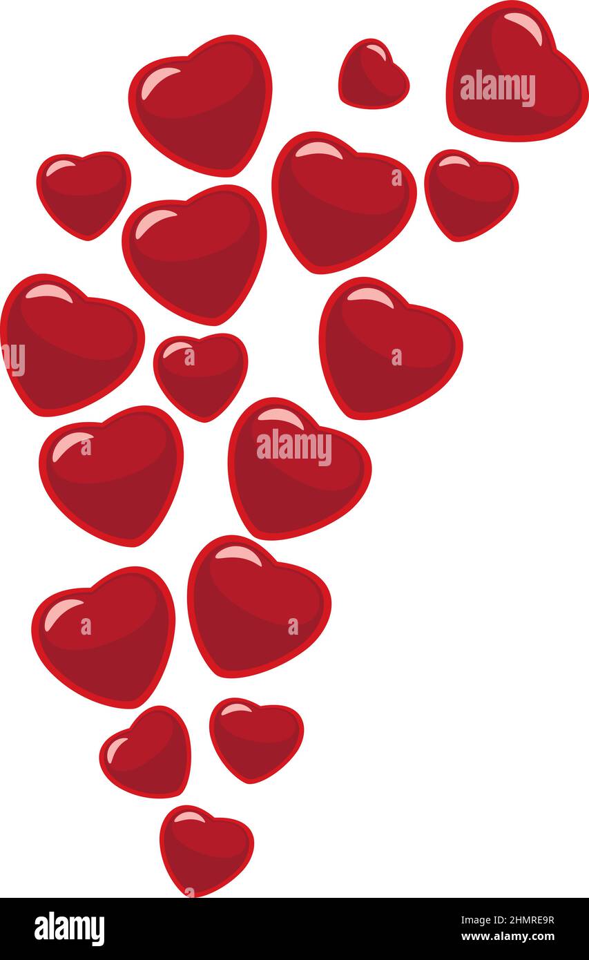 Vector Ilustración de corazones rojos, San Valentín. Ilustración del Vector