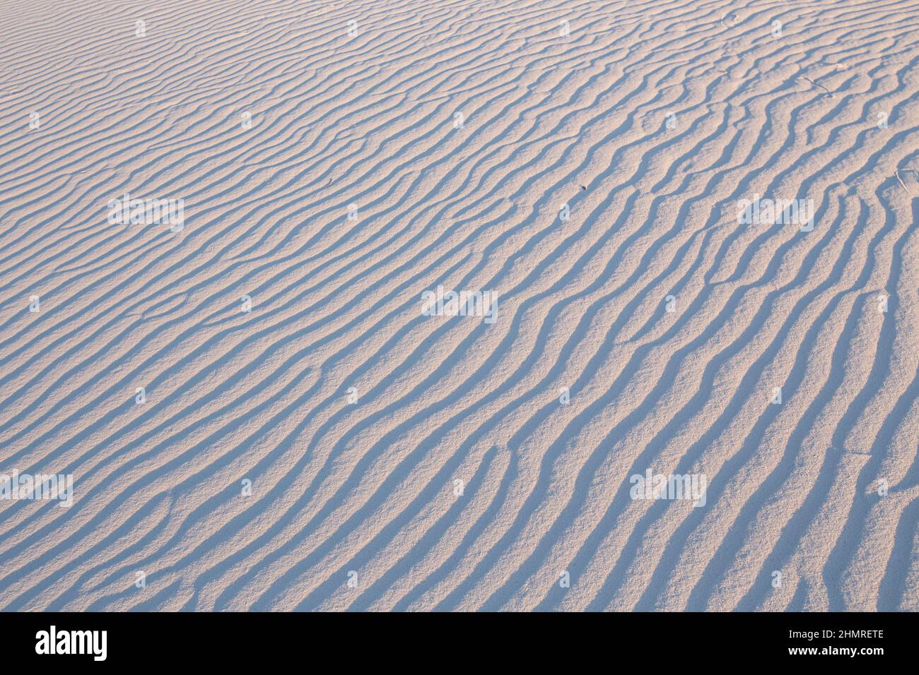Primer plano de ondulaciones de arena en el Parque Nacional White Sands, Nuevo México, Estados Unidos. Foto de stock