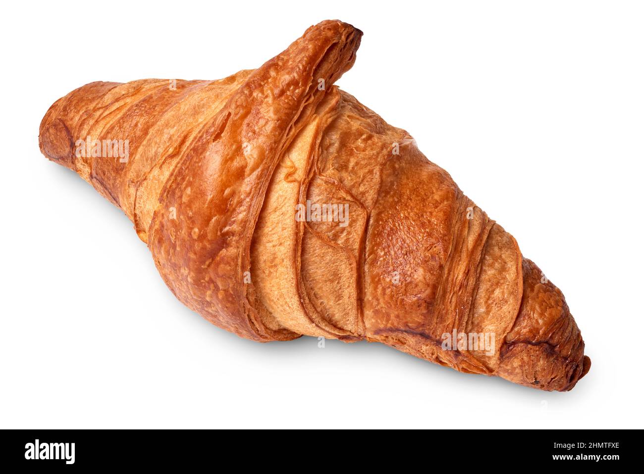 Objetos aislados: Croissant tradicional, panadería francesa de hojaldre, sobre fondo blanco Foto de stock