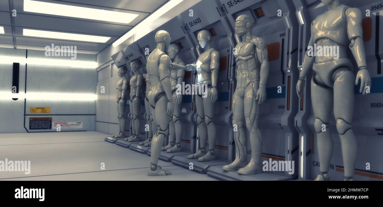 3D Render. Clonación de figuras humanoides Foto de stock