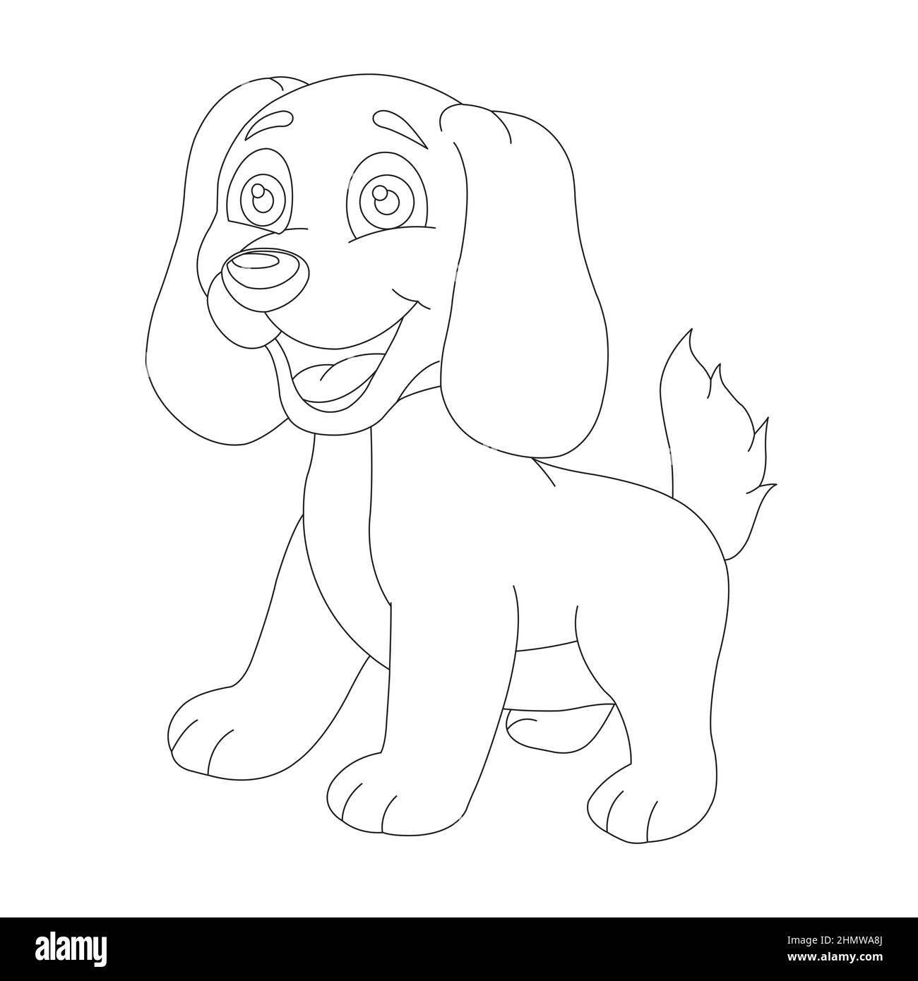 Lindo perro cachorro contorno para colorear página para niños animales  colorear ilustración de vectores de dibujos animados Imagen Vector de stock  - Alamy