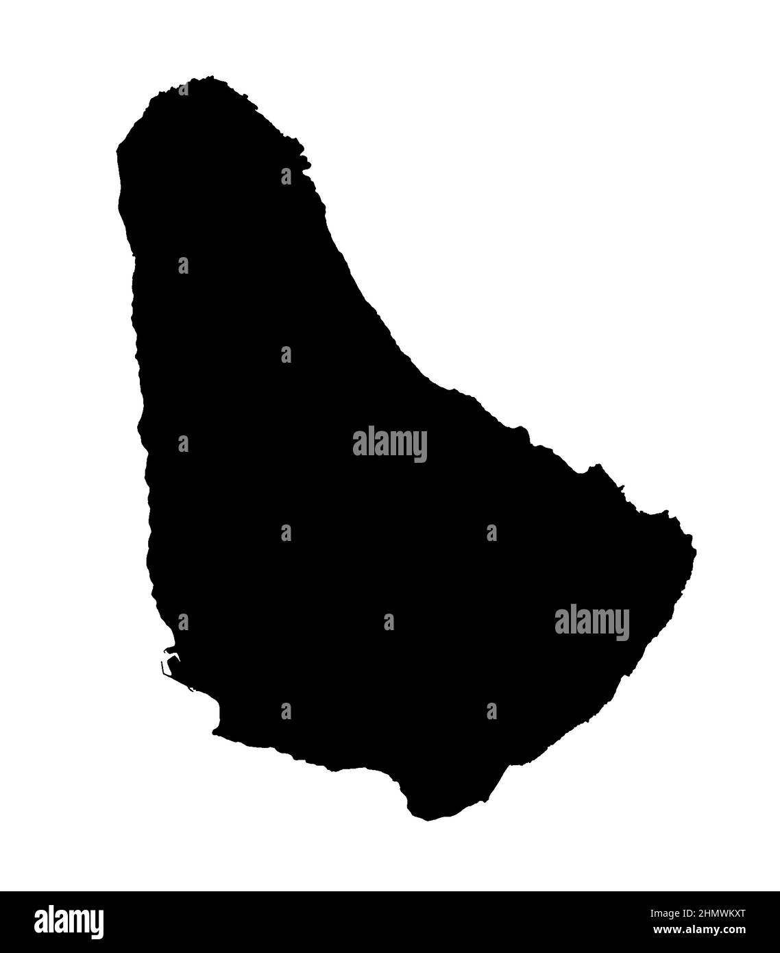 Mapa de la silueta de la isla caribeña de Barbados aislado sobre un fondo blanco Foto de stock