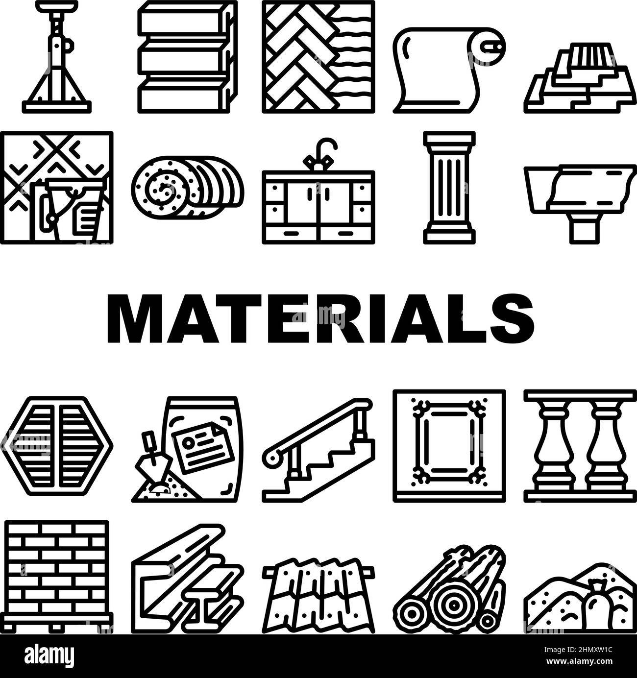 Materiales de construcción e iconos de
