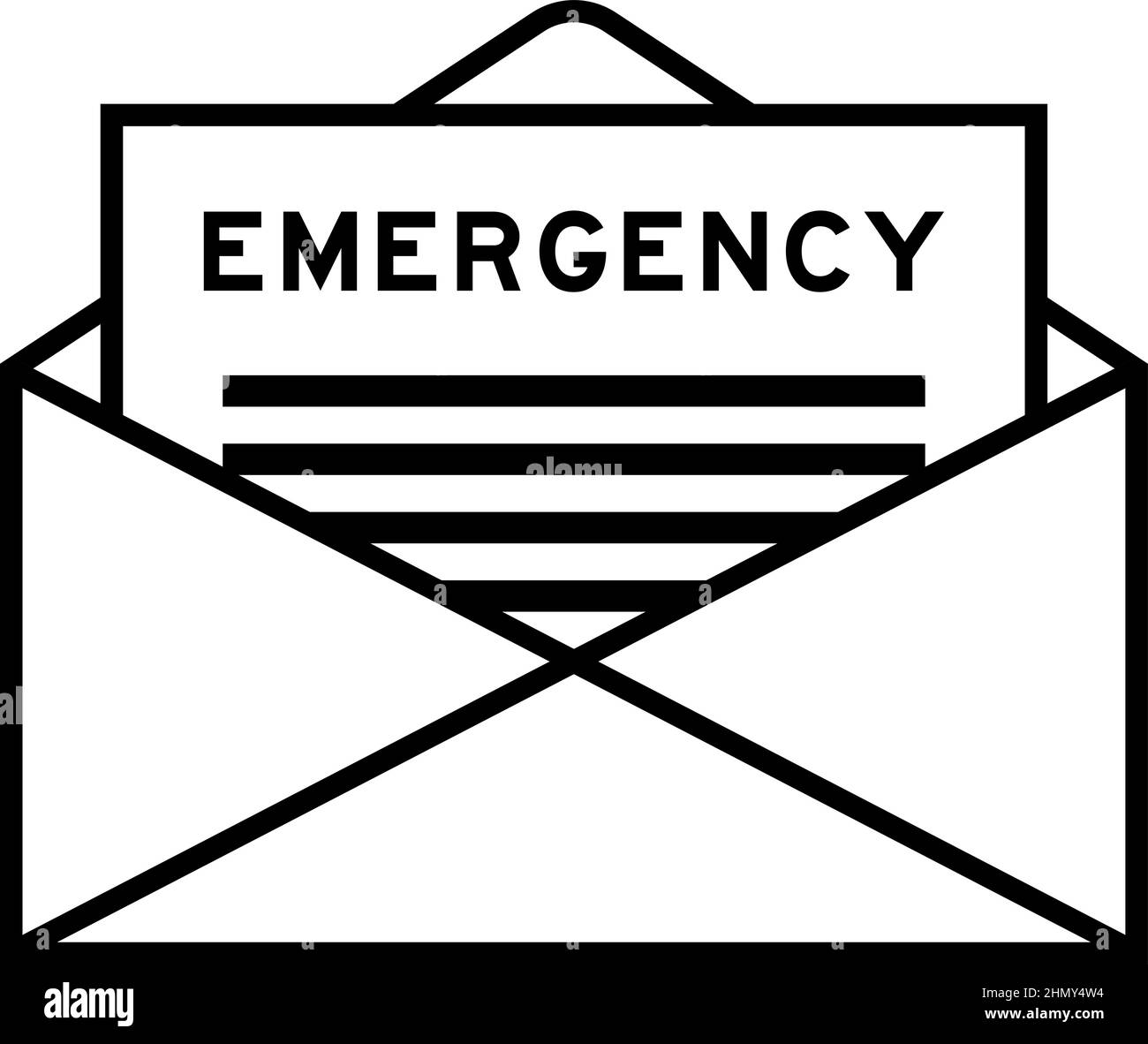 Sobre y signo de letra con la palabra emergencia como título Ilustración del Vector
