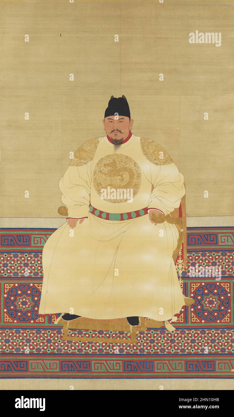Retrato del emperador Taizu (1328–1398) El emperador fundador de la dinastía Ming. Ubicación Museo del Palacio Nacional, Taipei, Taiwán Foto de stock