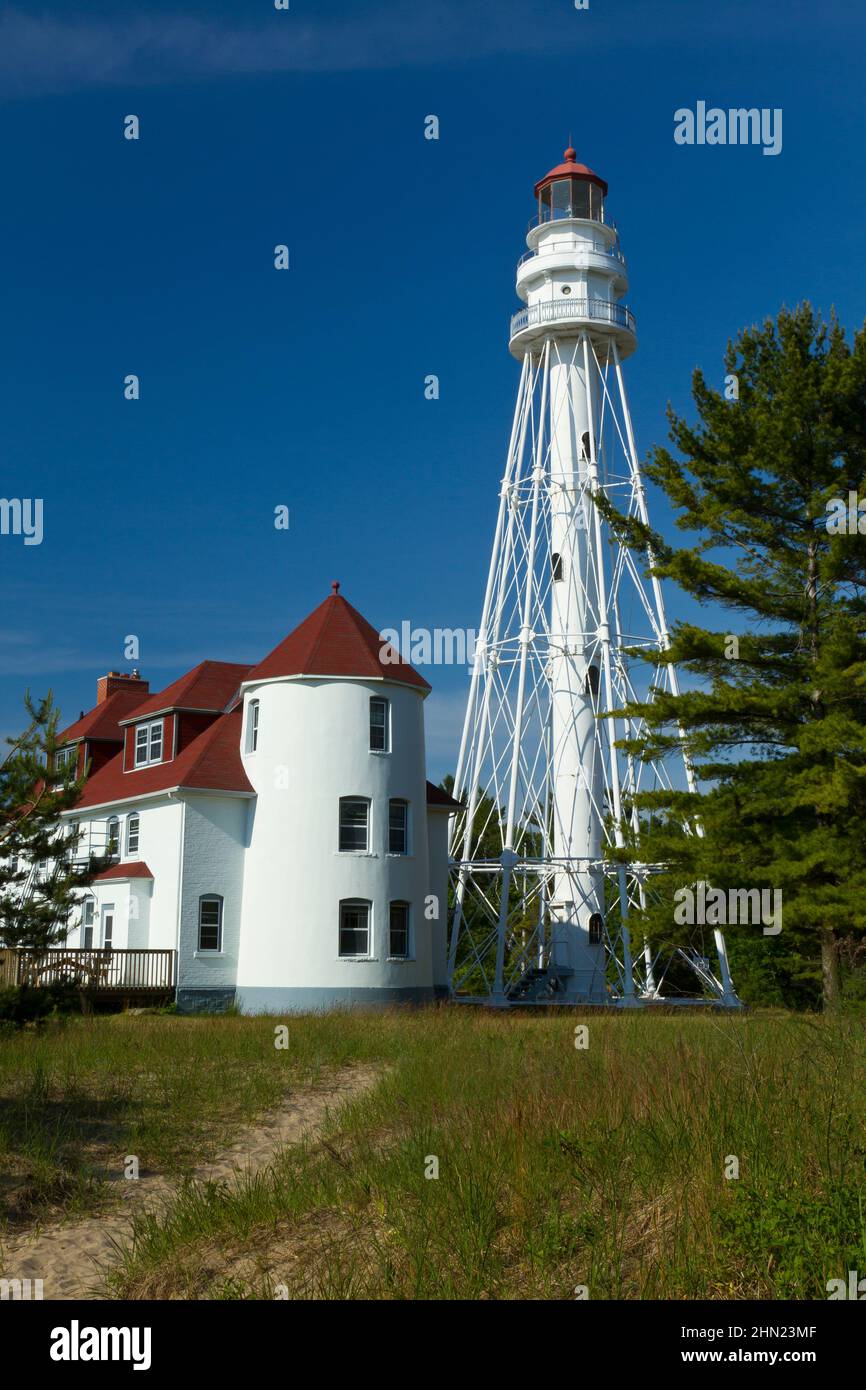 Rawley Point Lighthouse a lo largo del Lago Michigan Foto de stock