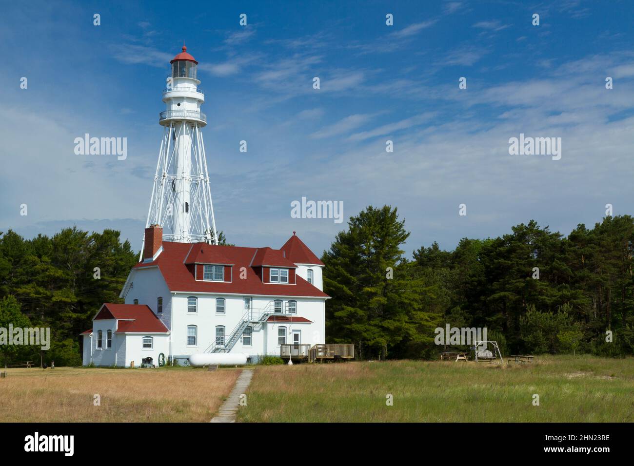 Rawley Point Lighthouse a lo largo del Lago Michigan Foto de stock