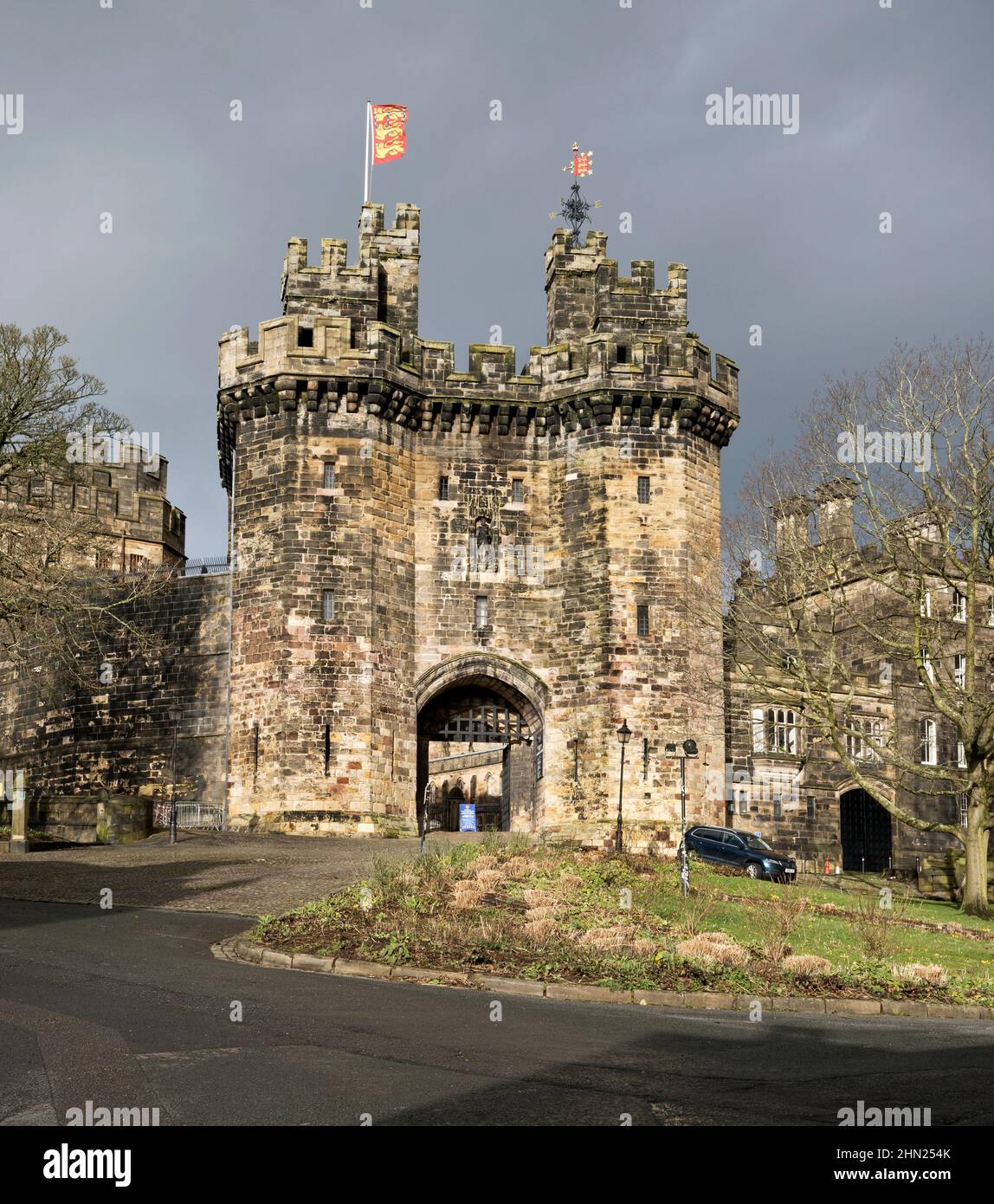 Casa de gatehouse del castillo de Lancaster, Lancaster, Reino Unido Foto de stock