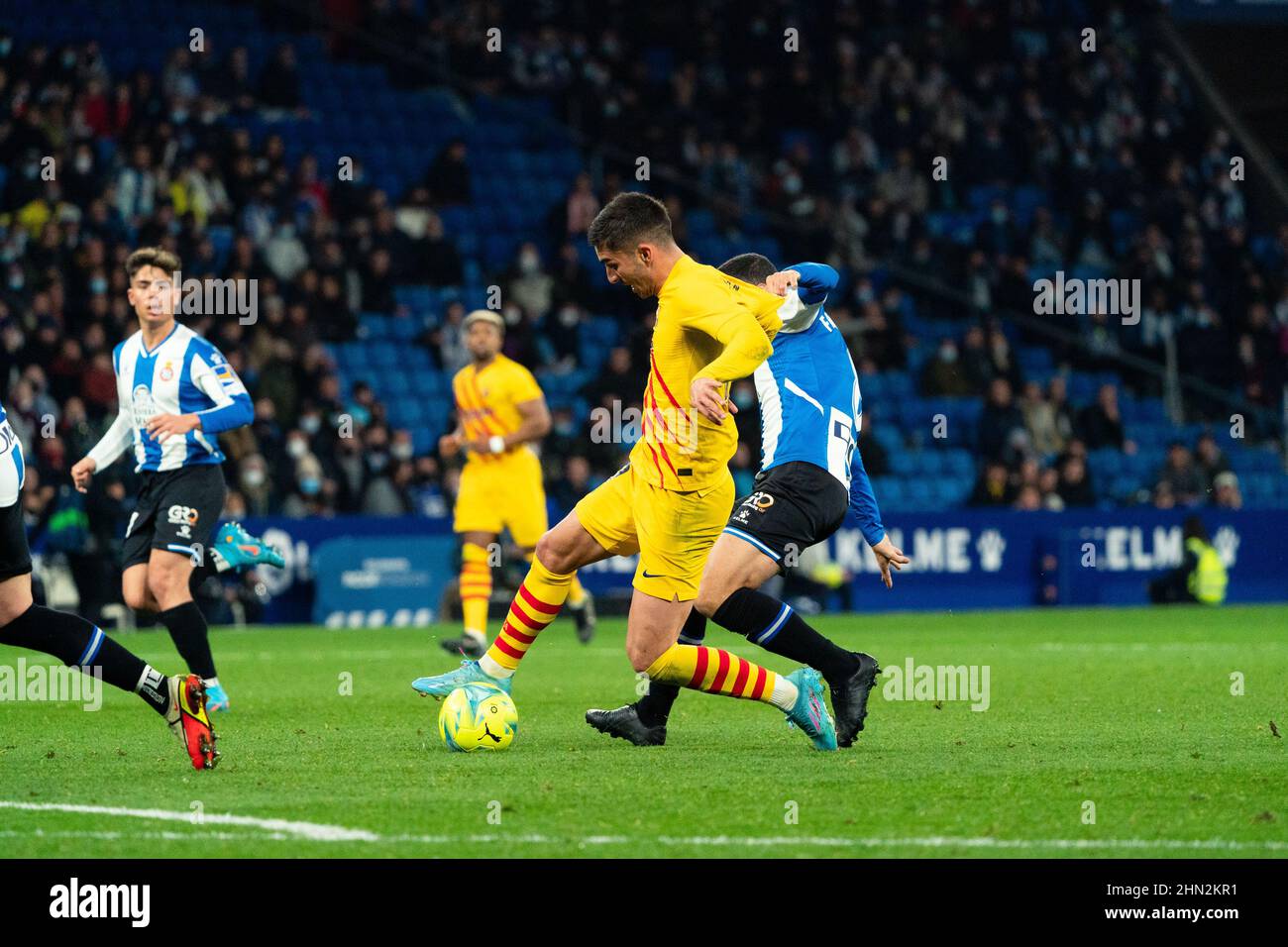 el Prat, España, 13, febrero de 2022. Español La Liga: RCD Espanyol contra FC Barcelona. Crédito: Joan Gosa/Joan Gosa Crédito: JGB/Alamy Live News Foto de stock