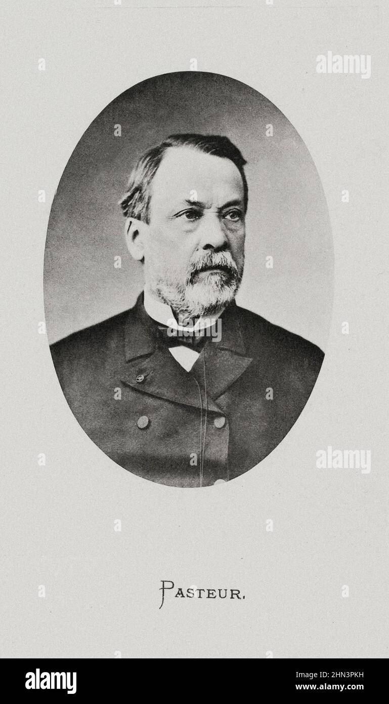 Retrato vintage de Louis Pasteur. Louis Pasteur (1822 – 1895) fue un químico y microbiólogo francés reconocido por sus descubrimientos del principio Foto de stock