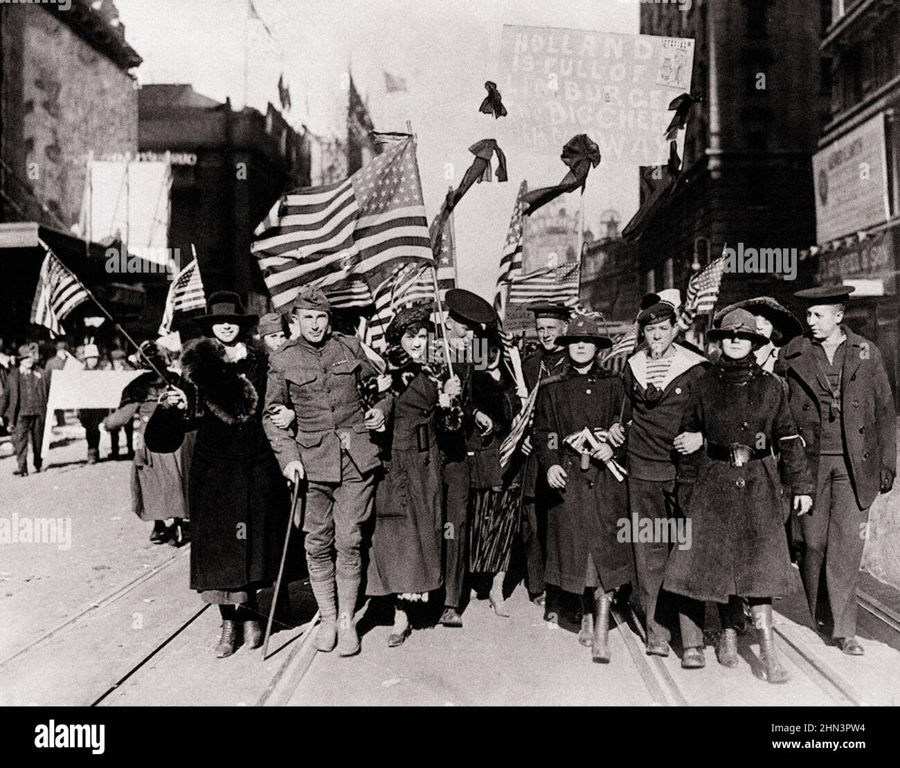 Foto vintage de la Primera Guerra Mundial Celebraciones del Día del Armisticio en los Estados Unidos 1918 Foto de stock