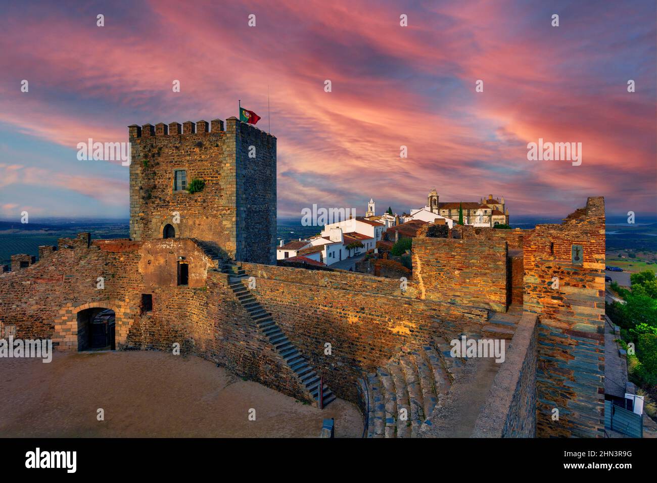 Castelo de Monsaraz, Monsaraz, Alentejo, Portugal Foto de stock