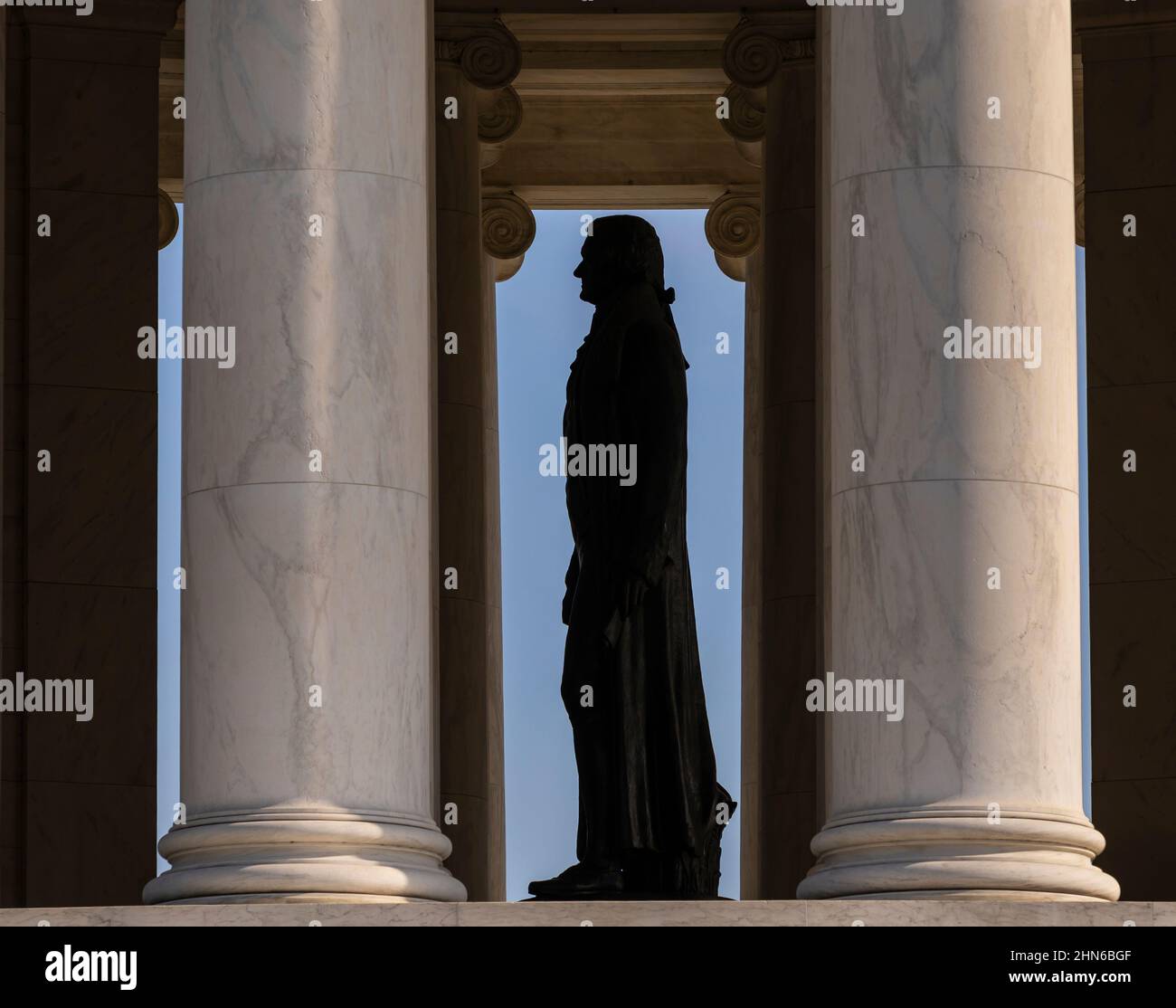 WASHINGTON, DC, EE.UU. - Jefferson Memorial, cerca de la estatua de Thomas Jefferson. Foto de stock