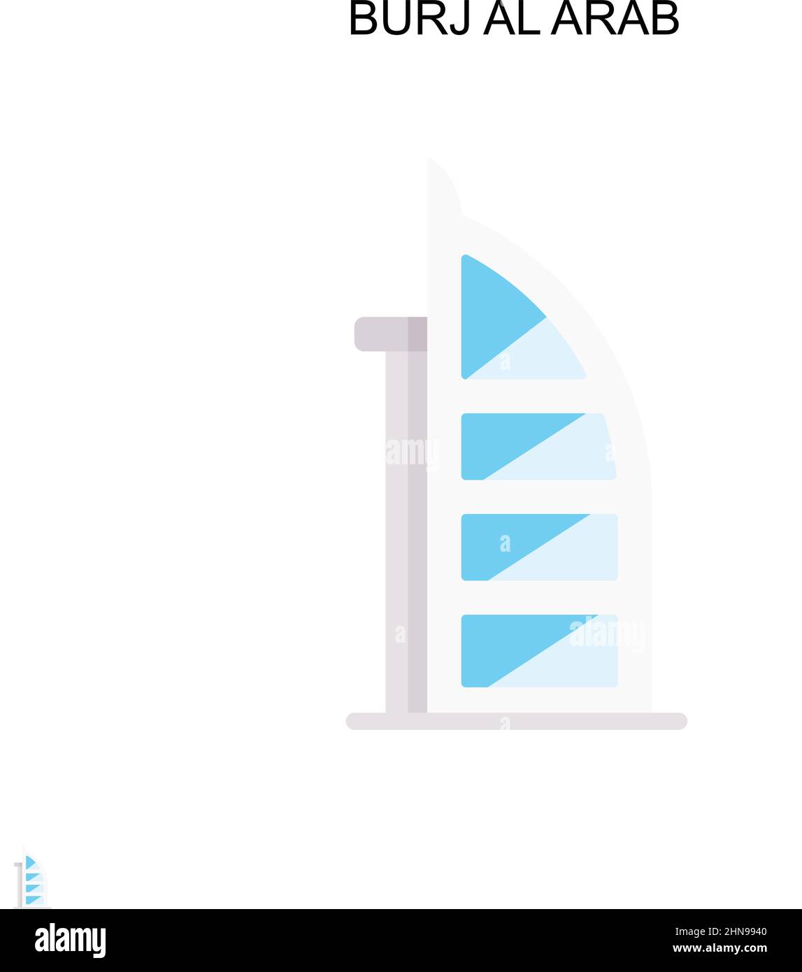 Burj al arab Icono vector simple. Plantilla de diseño de símbolos de ilustración para el elemento de interfaz de usuario móvil web. Ilustración del Vector